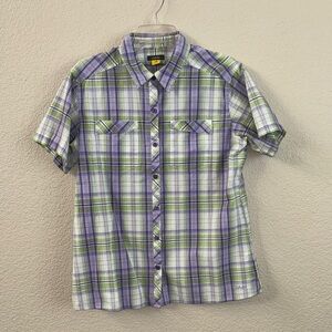 Cabela's Casual Plaid Shirt in Purple and Green